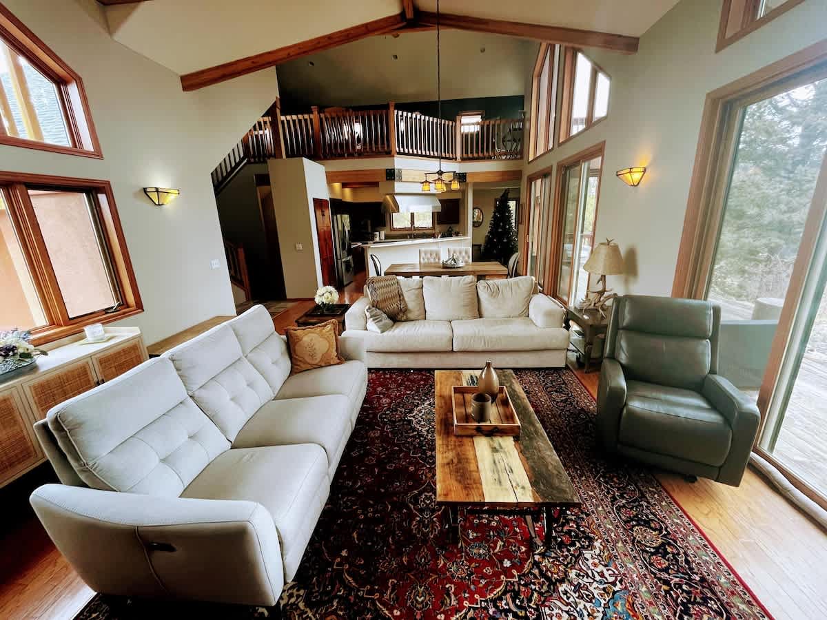Living room and loft at Peak View Paradise